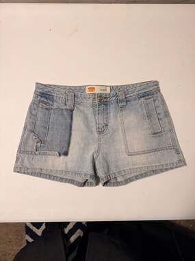 Vintage Route 66 Y2K Light Wash Denim Cargo Shorts Size 10